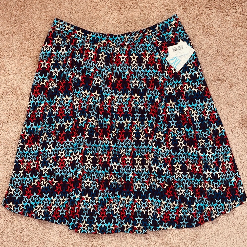 LuLaRoe MADISON Skirt Blue White Red Stars - 2XL - NWT